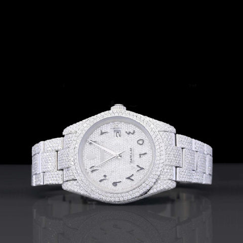 Iced Out Automatic Arabic Dial Moissanite Watches