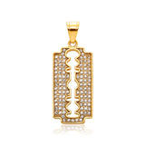 Hip Hop Razor Blade Moissanite Pendants Necklaces