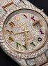 Datejust Rainbow Moissanite Arabic Numerals Stainless Steel Custom Watch