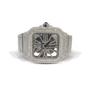 Moissanite Round Cut Skeleton Automatic Wrist Hip Hop Watch