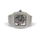 Moissanite Round Cut Skeleton Automatic Wrist Hip Hop Watch