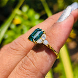 Green 4CT Emerald Cut Seven Stone Lab Grown Diamond Ring