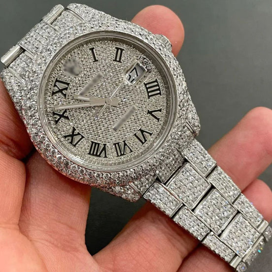 Fully Iced Out Moissanite Automatic Hip Hop Wrist Watch