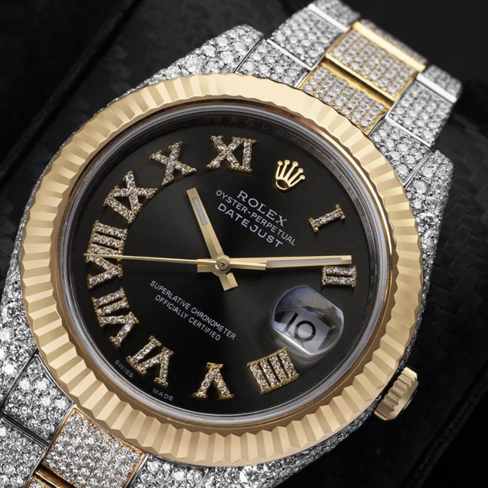 VVS1 Moissanite Dual Tone Datejust Wrist Watch