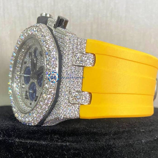 Bolo Dial Yellow Rubber Strap Moissanite Diamond Watch