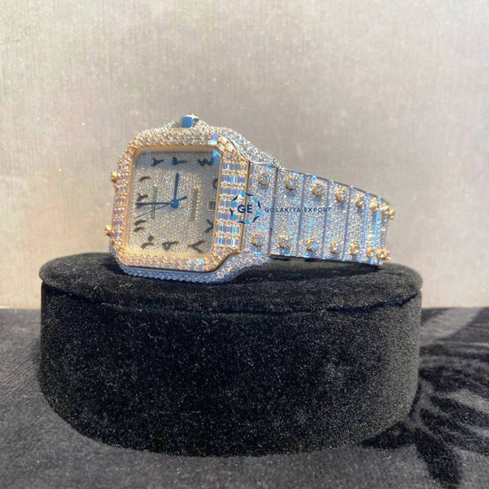 Arabic Dial Dual Tone Collet Moissanite Luxury Watch