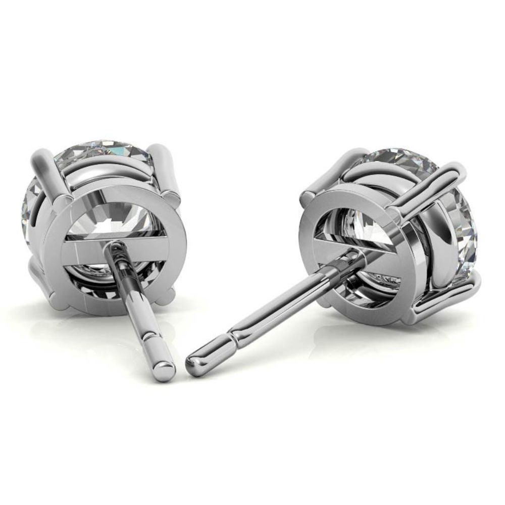 Four Prong Round Cut Moissanite Solitaire Earrings