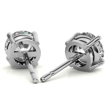Four Prong Round Cut Moissanite Solitaire Earrings