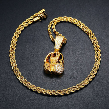 Rock Music Headphones Iced Out Moissanite Pendant