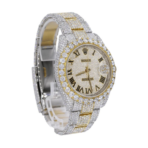 Bust Down Dual Tone Moissanite Men's Watch