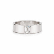 Emerald Moissanite Tension Set Solitaire Men's Ring