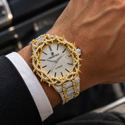 Moissanite Vintage Leaf Style Hip Hop Men's Watch Unique Luxury Watch