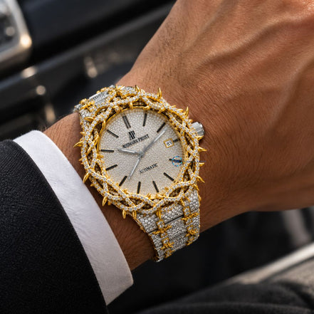 Moissanite Vintage Leaf Style Hip Hop Men's Watch Unique Luxury Watch