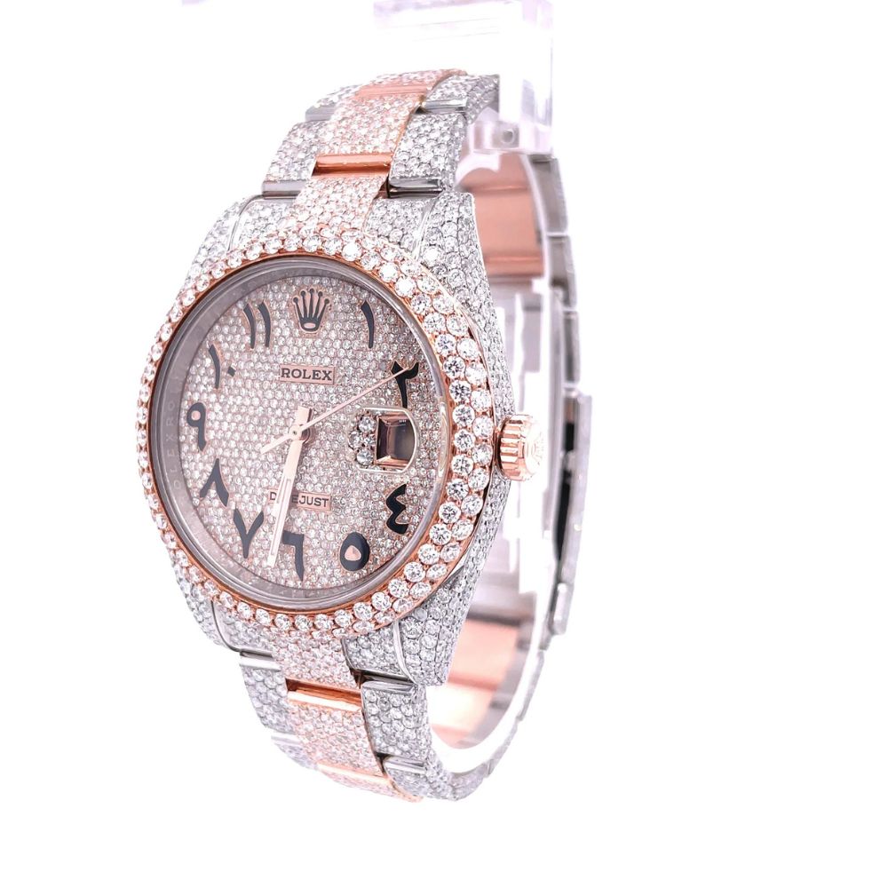 Arabic Dual Rose And White Tone Moissanite Luxury Watch