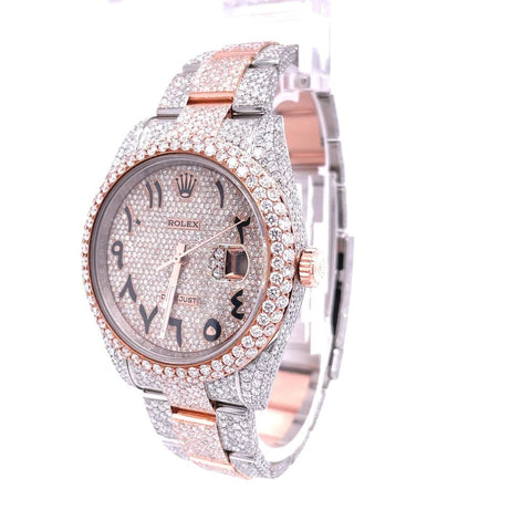 Arabic Dual Rose And White Tone Moissanite Luxury Watch