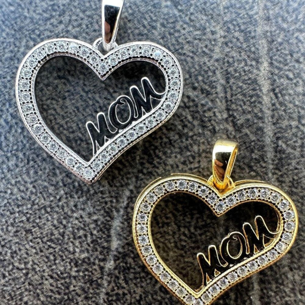 Heart Shaped Mom Latter Moissanite Unisex Pendant