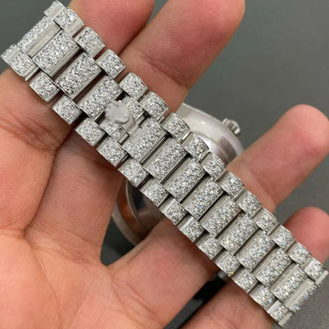 Fully Iced Out Arabic Dial Moissanite Hip Hop Watch