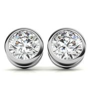 Bezel Set Solitaire Moissanite Round Cut Earrings
