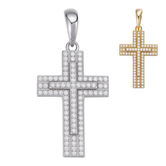 Moissanite Miami Iced Hip Hip Cross Pendant