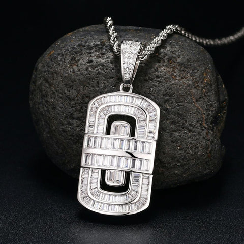 Moissanite Diamond Baguette Cut Bling Bling Pendant For Men's