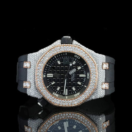 Black Color Dial Moissanite Wrist Watch