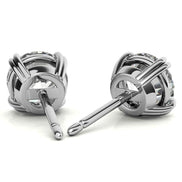 Double Claw Prong Round Cut Moissanite Solitaire Earrings