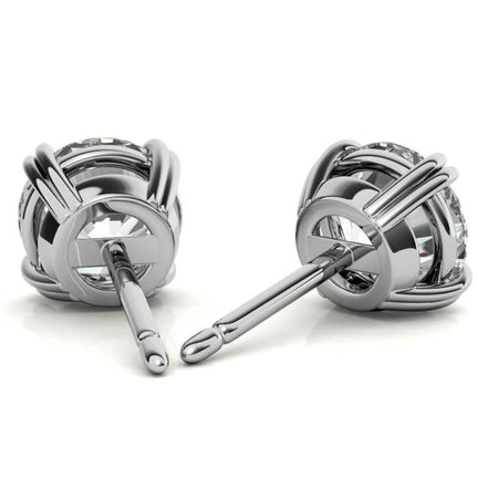 Double Claw Prong Round Cut Moissanite Solitaire Earrings