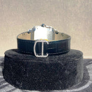 Black Leather Belt Moissanite Diamond Hip Hop Watch