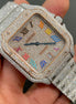 Dual Tone Rainbow Color Numerical Dial Moissanite Wrist Watch