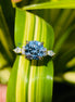 Blue Stone Cushion Cut Unique Lab Diamond Wedding Ring