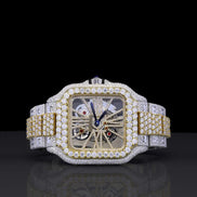 Skeleton Dual Tone Automatic Moissanite Watch