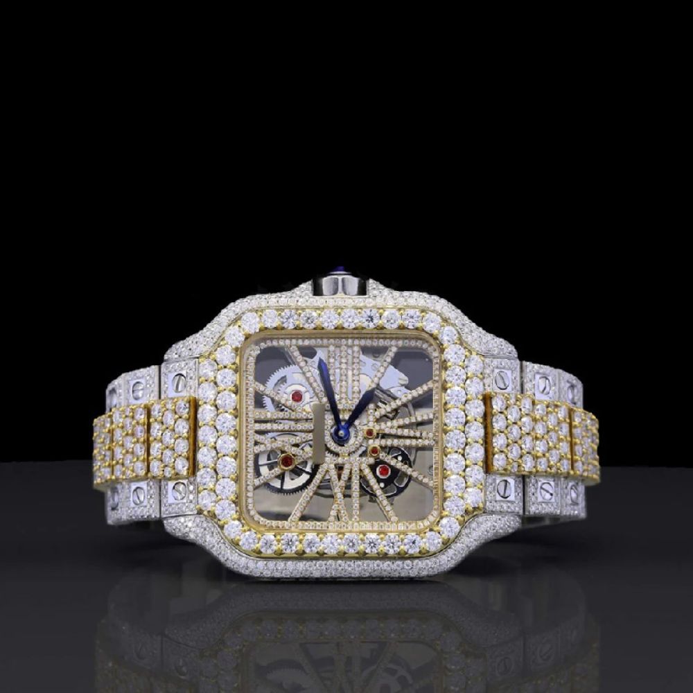 Skeleton Dual Tone Automatic Moissanite Watch