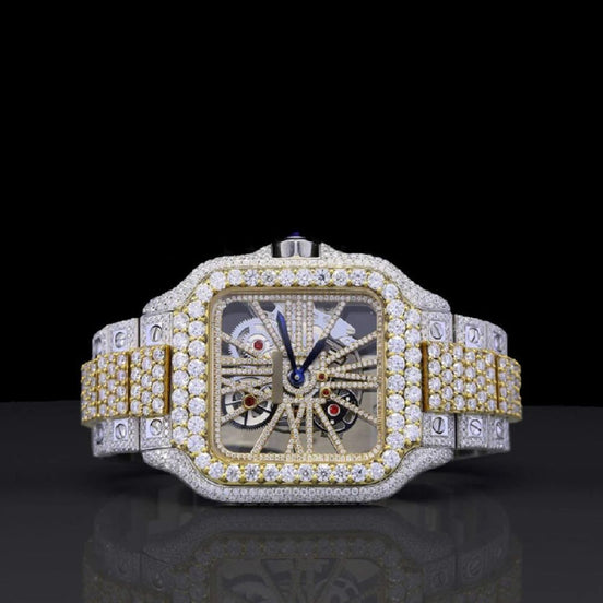 Skeleton Dual Tone Automatic Moissanite Watch