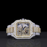 Skeleton Dual Tone Automatic Moissanite Watch