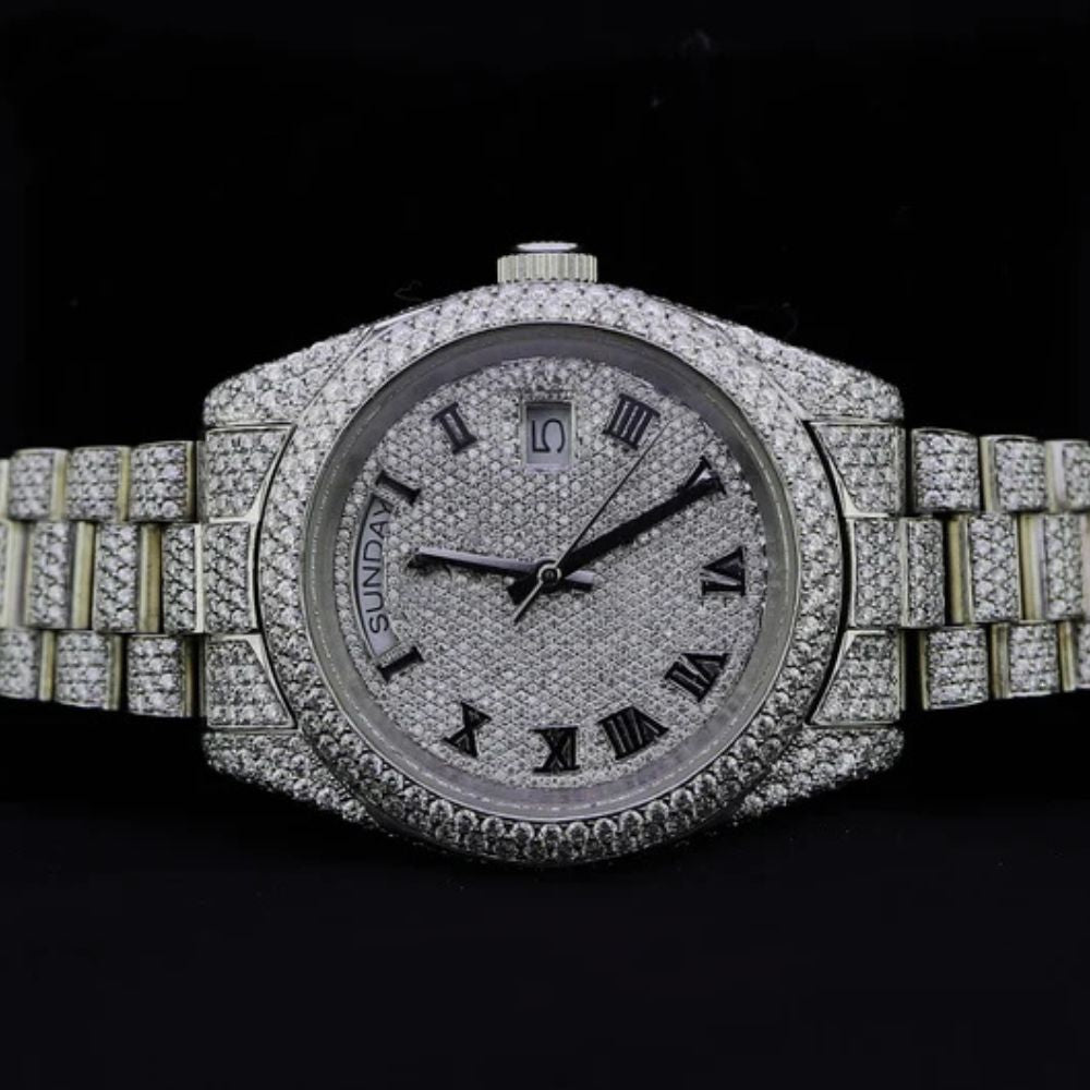 Day Date Fully Iced Out Moissanite Luxury Watch