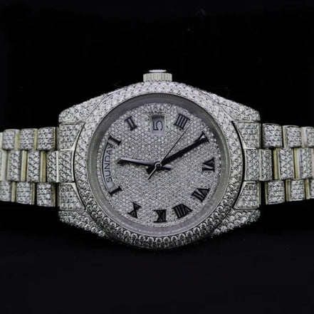 Day Date Fully Iced Out Moissanite Luxury Watch