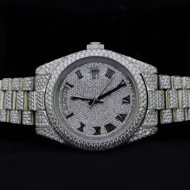Day Date Fully Iced Out Moissanite Luxury Watch