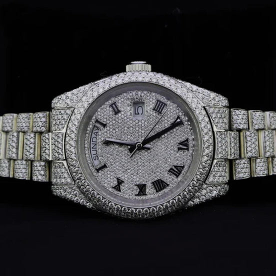 Day Date Fully Iced Out Moissanite Luxury Watch