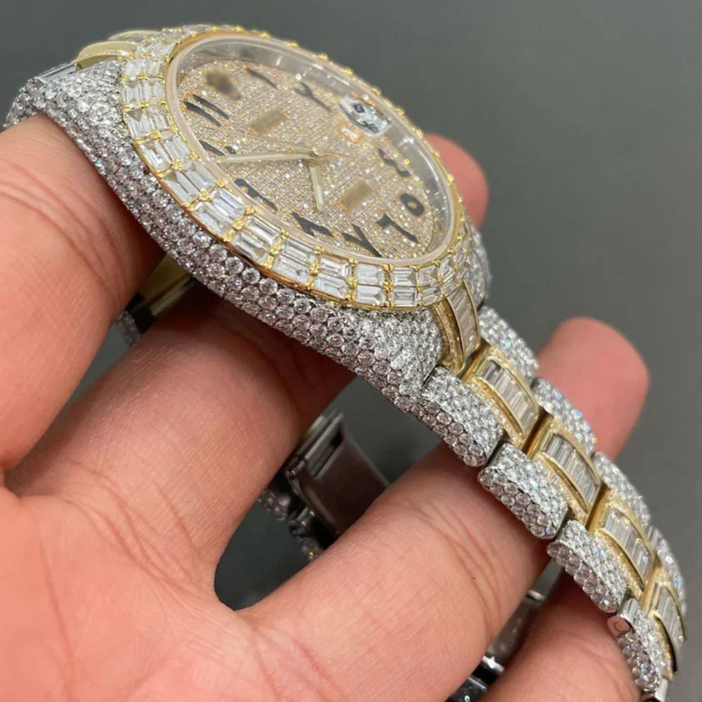 Dual Tone Moissanite Datejust Wrist Watch