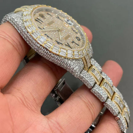 Dual Tone Moissanite Datejust Wrist Watch
