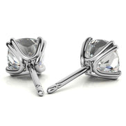 Double Prong Minimal Round Moissanite Earrings