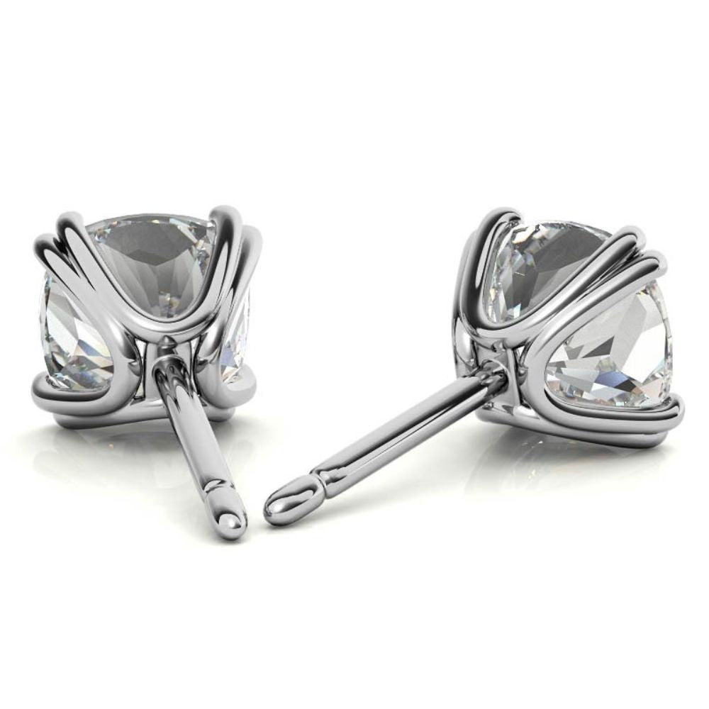 Double Prong Minimal Round Moissanite Earrings