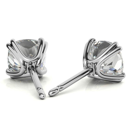 Double Prong Minimal Round Moissanite Earrings