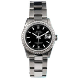 Black Stick Dial Stainless Steel Moissanite Watch