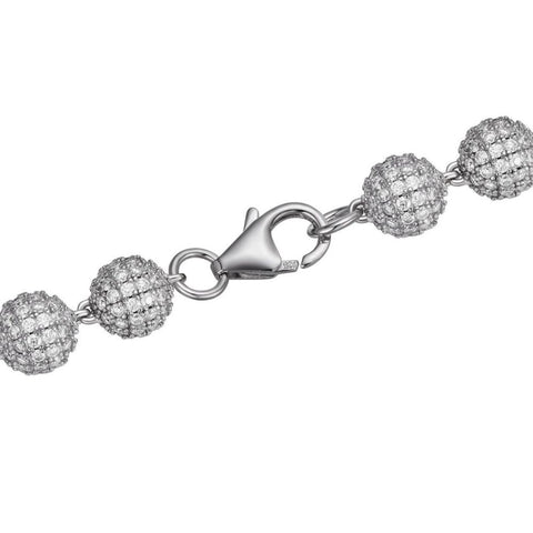 925 Sterling Silver Ball Link Bracelet For Men's