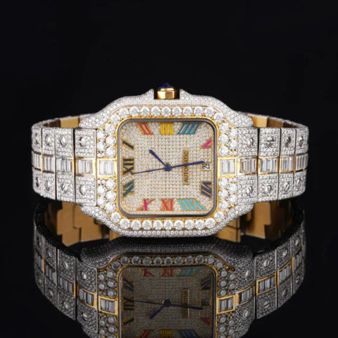 Rain Bow Roman Number Moissnaite Luxury Watch