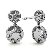 Round Brilliant Cut Moissanite Floral Halo Earrings