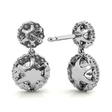 Round Brilliant Cut Moissanite Floral Halo Earrings