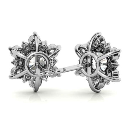 Elegant Moissanite Round Cut Halo Stud Earrings
