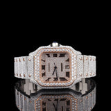 Dual Tone Colorless Moissanite Hip Hop Watch